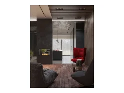 Lareira| Lareira a Bioetanol 2 Lados 800 Slim Embutida com Duas Frentes - Fosco, com Vidro, Queimador de 1L, Design Moderno Preto