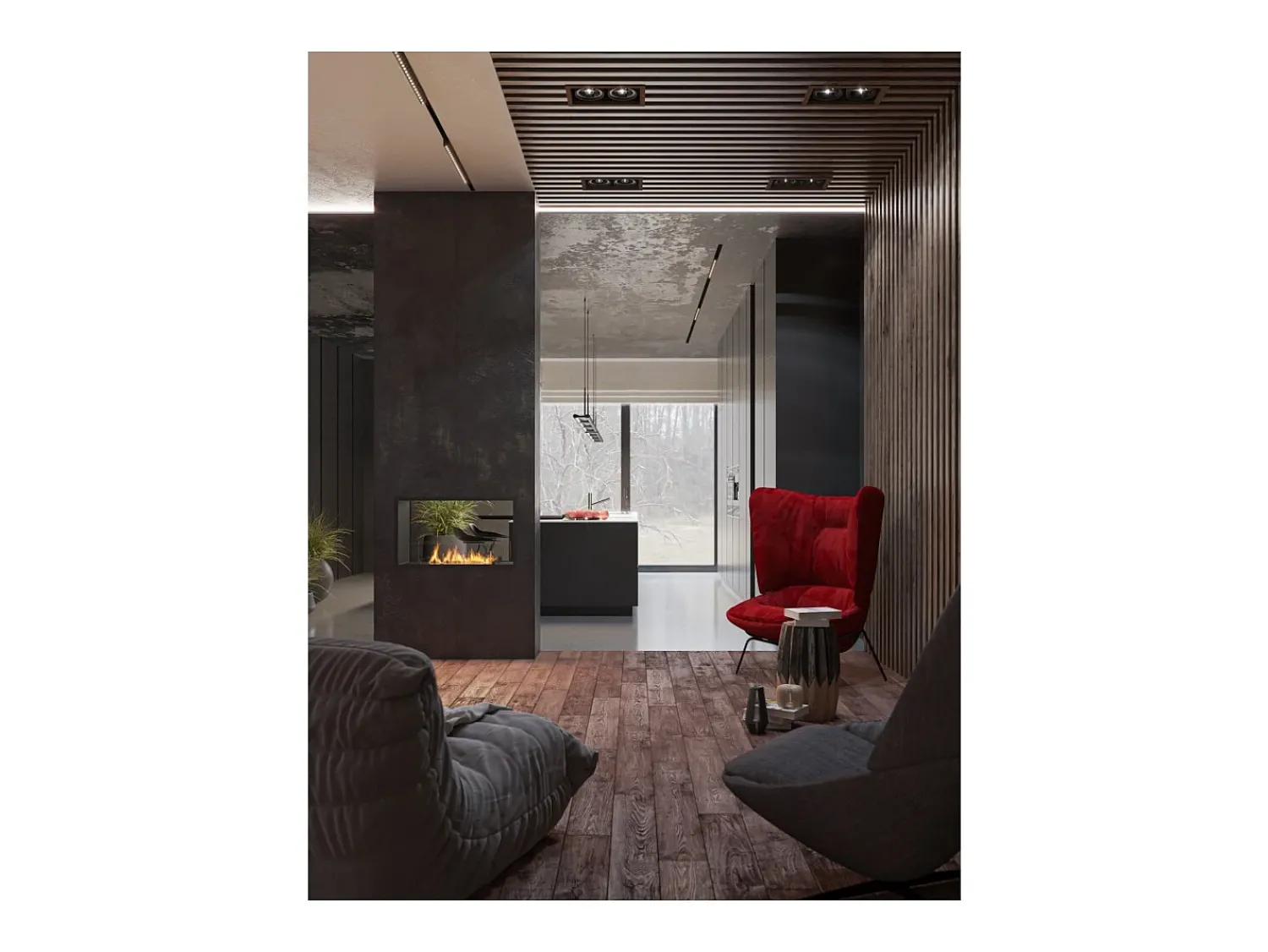 Lareira| Lareira a Bioetanol 2 Lados 800 Slim Embutida com Duas Frentes - Fosco, com Vidro, Queimador de 1L, Design Moderno Preto
