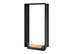 Lareira* Lareira a Bioetanol 2 Lados 1600 Slim Vert Embutida com Duas Frentes - Fosco, com Vidro, Queimador de 1,2L, Design Moderno Preto