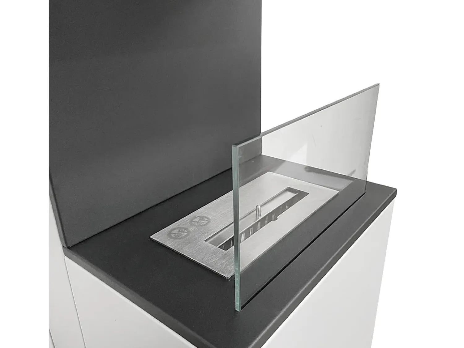 New Lareira a bioetanol Biofireplace de piso Oslo em aço L38xD38xH100 Branco