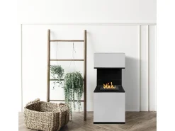 New Lareira a bioetanol Biofireplace de piso Oslo em aço L38xD38xH100 Branco