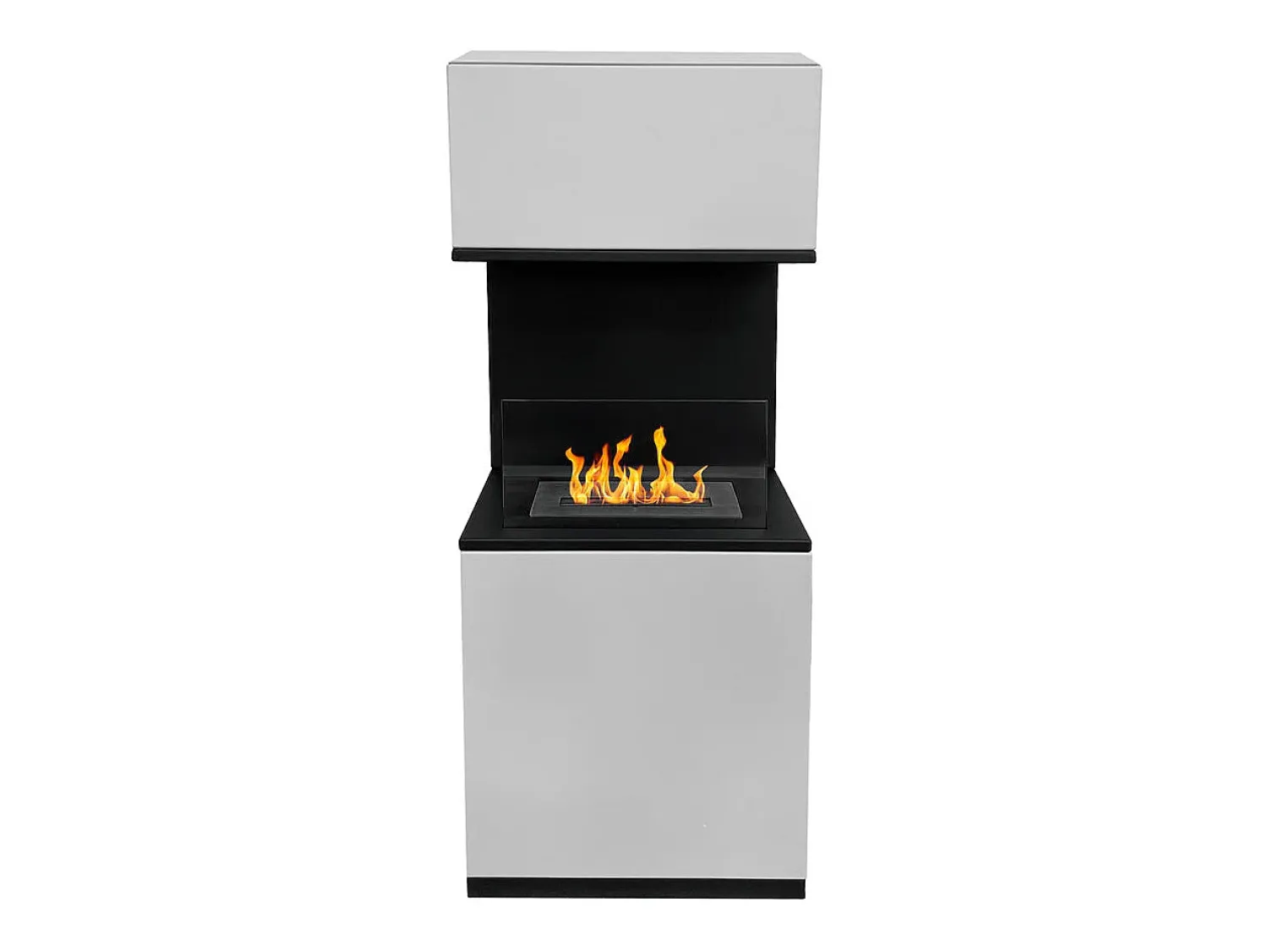 New Lareira a bioetanol Biofireplace de piso Oslo em aço L38xD38xH100 Branco