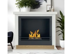 Lareira a bioetanol Biofireplace de piso Estocolmo em madeira branca L75xD24xH68 cm Branco