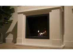 Lareira a bioetanol Biolareira de piso Cambridge em madeira marrom 110x37x102h^ Lareira