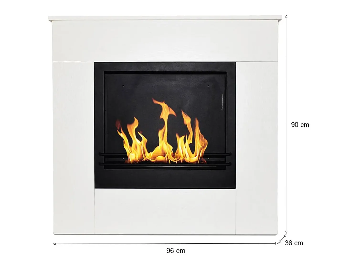 Lareira|Dmora Lareira a bioetanol Colima, Lareira ecológica, Lareira sem fumo, Aquecedor a etanol, Fabricado em Itália, 96x36 h90 cm, Branco