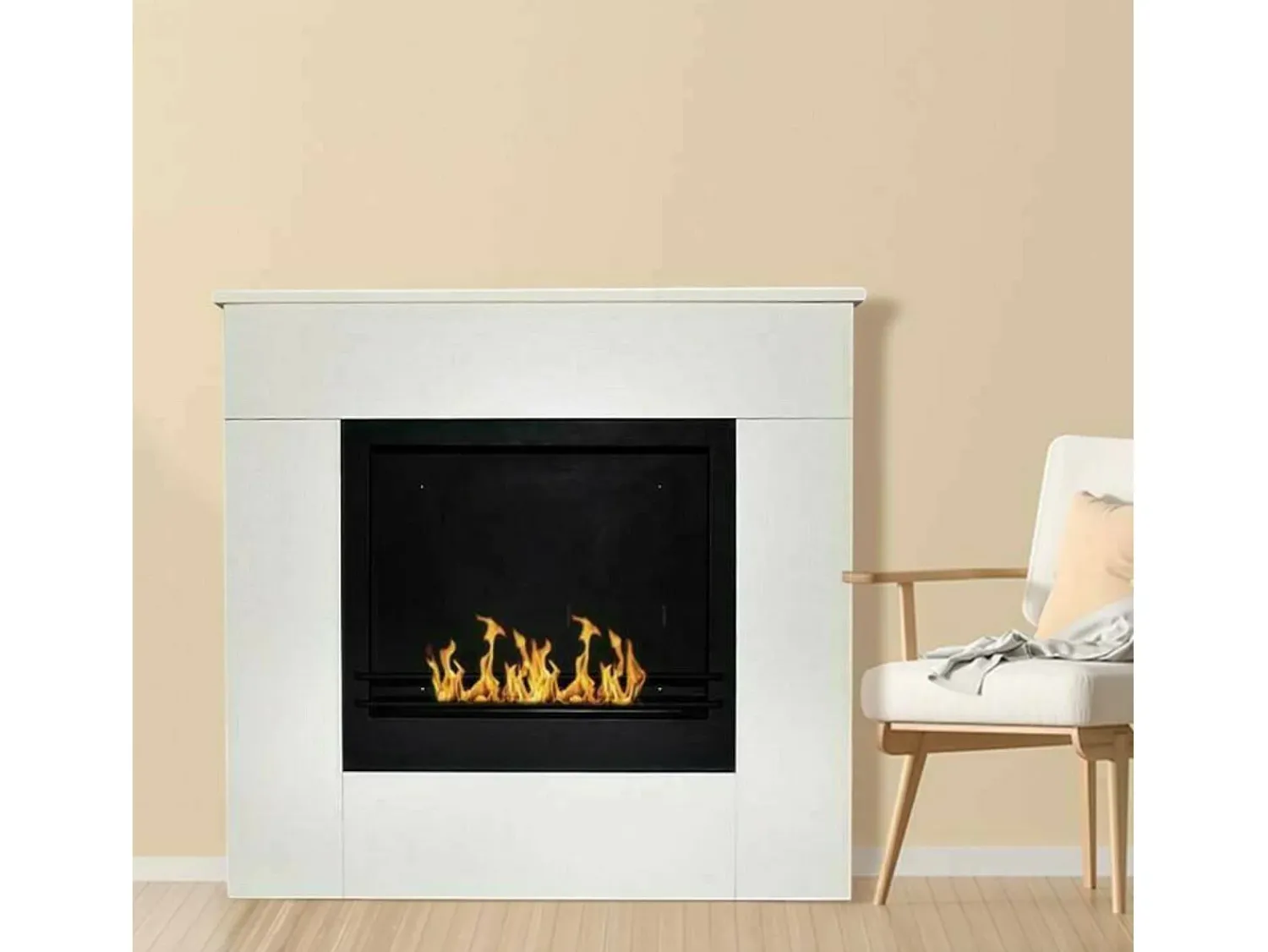 Lareira|Dmora Lareira a bioetanol Colima, Lareira ecológica, Lareira sem fumo, Aquecedor a etanol, Fabricado em Itália, 96x36 h90 cm, Branco