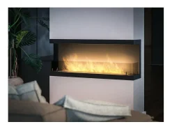 Lareira| Lareira a Bioetanol de Design Integrado C1200 V.3 com Vidro Aberto em 3 Lados Queimador de 3 Litros Preto