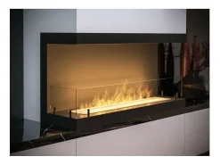 Lareira* Lareira a Bioetanol de Design Integrado C1000 V.3 com Vidro Aberto em 3 Lados Queimador de 2 Litros Preto