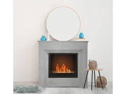 Lareira* Lareira a bioetanol de piso BELLINI em madeira com efeito cimento Fabricado na Itália L96 x D35 x H96 Cinzento