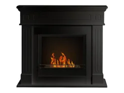 Lareira| Lareira a bioetanol de piso Cambridge em madeira preta 110x37x102h Preto