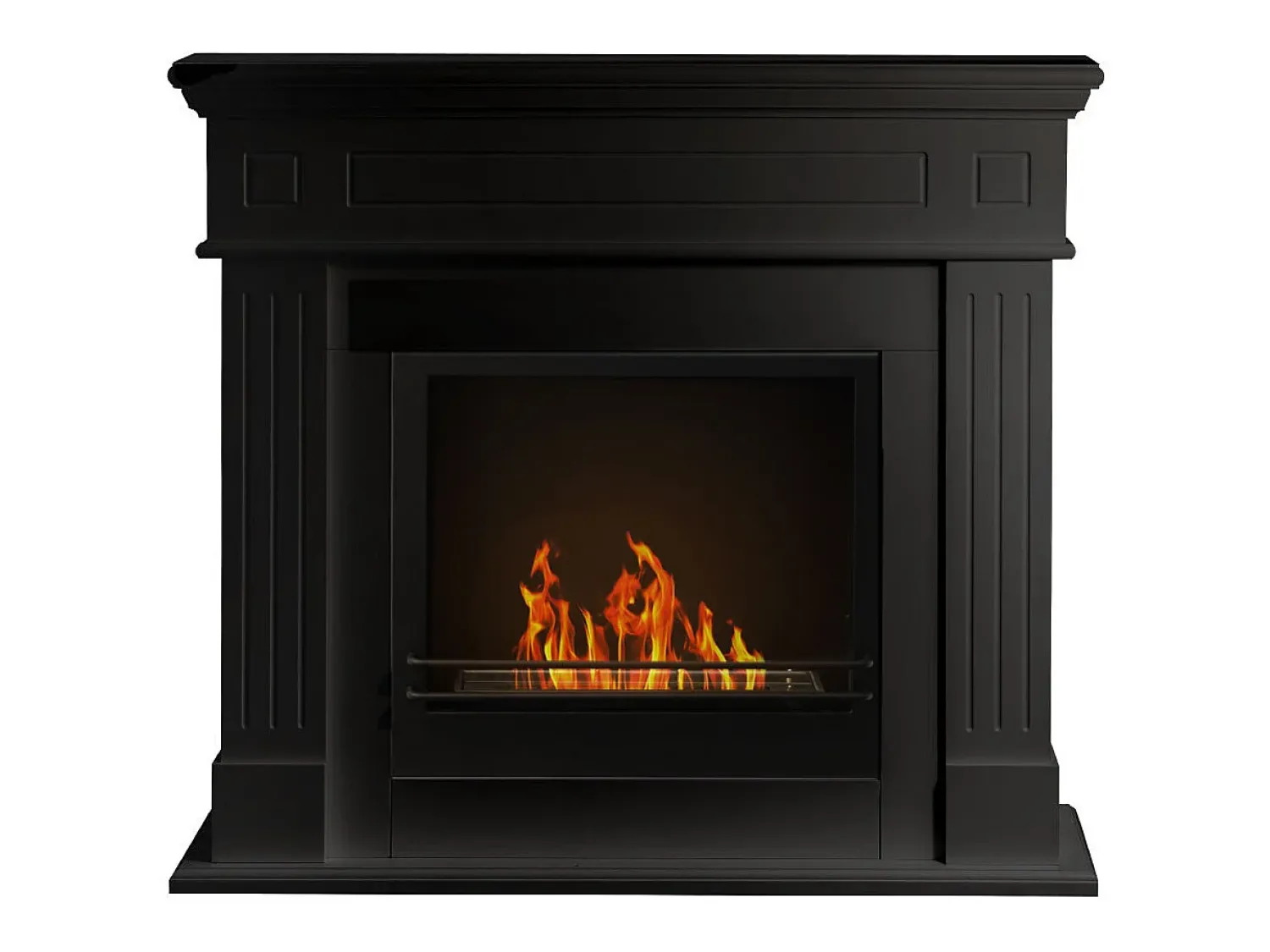 Lareira| Lareira a bioetanol de piso Cambridge em madeira preta 110x37x102h Preto