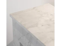 Lareira a bioetanol de piso BELLINI em madeira com efeito mármore Fabricado na Itália L96 x D35 x H96 Branco