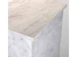 Lareira a bioetanol de piso BELLINI em madeira com efeito mármore Fabricado na Itália L96 x D35 x H96 Branco