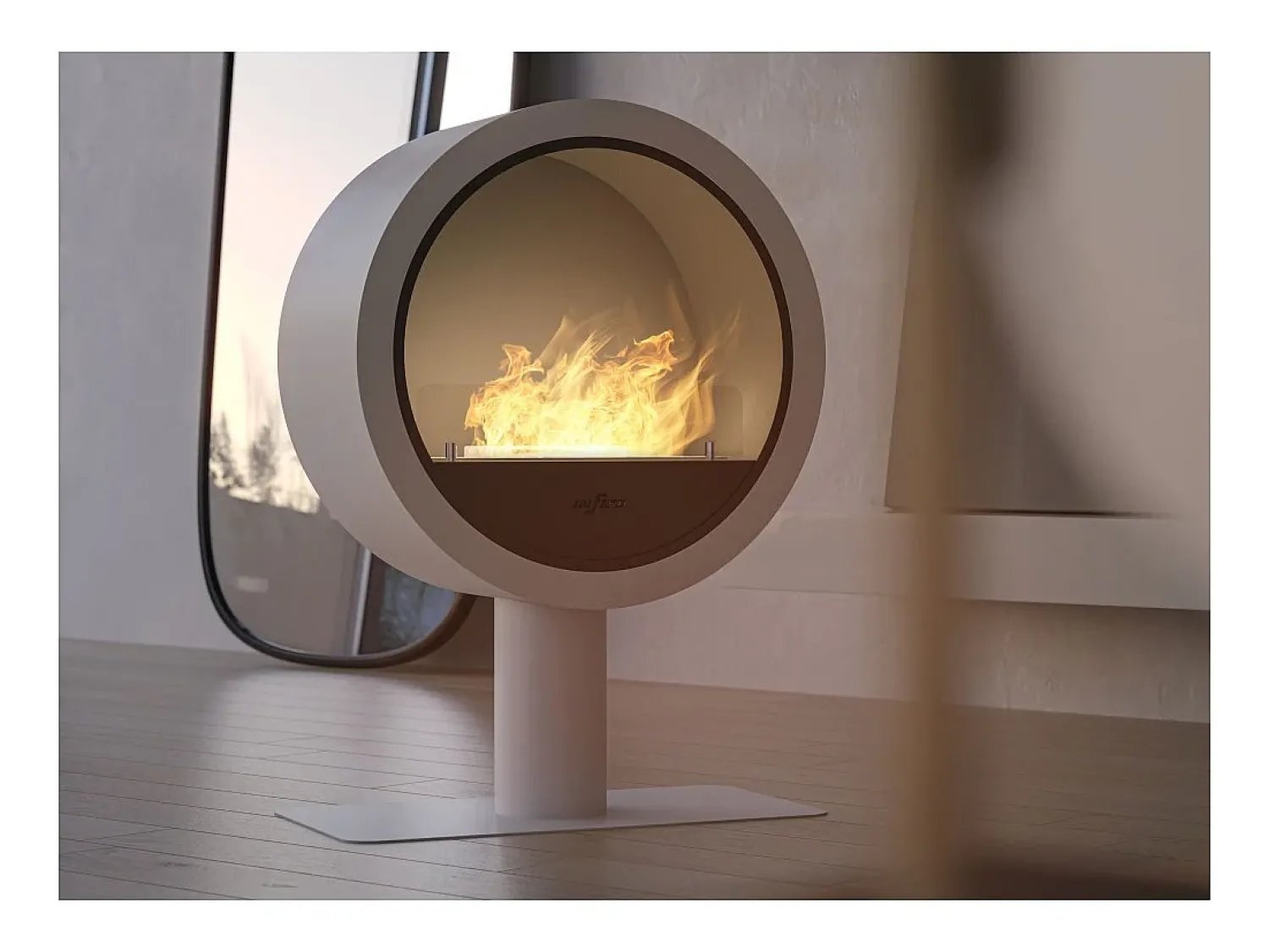 Best Lareira a bioetanol Incyclorcle Stand - Biolareira de piso com design redondo d.70cm branca Branco