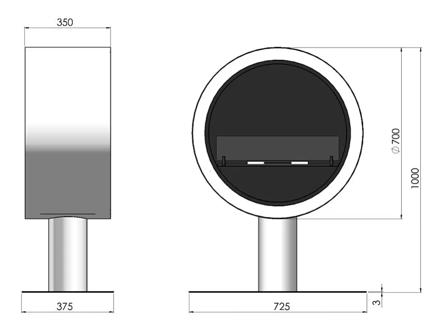 Best Lareira a bioetanol Incyclorcle Stand - Biolareira de piso com design redondo d.70cm branca Branco