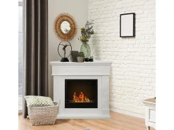 Lareira*Dmora Lareira a bioetanol Irazu, Lareira ecológica, Lareira sem fumo, Aquecedor a etanol, Fabricado em Itália, 63x110 h102 cm, Branco