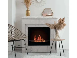 Clearance Dmora Lareira a bioetanol Kanlaon, Lareira ecológica, Lareira sem fumo, Aquecedor a etanol, Fabricado em Itália, 96x35 h96 cm, Branco Marfim