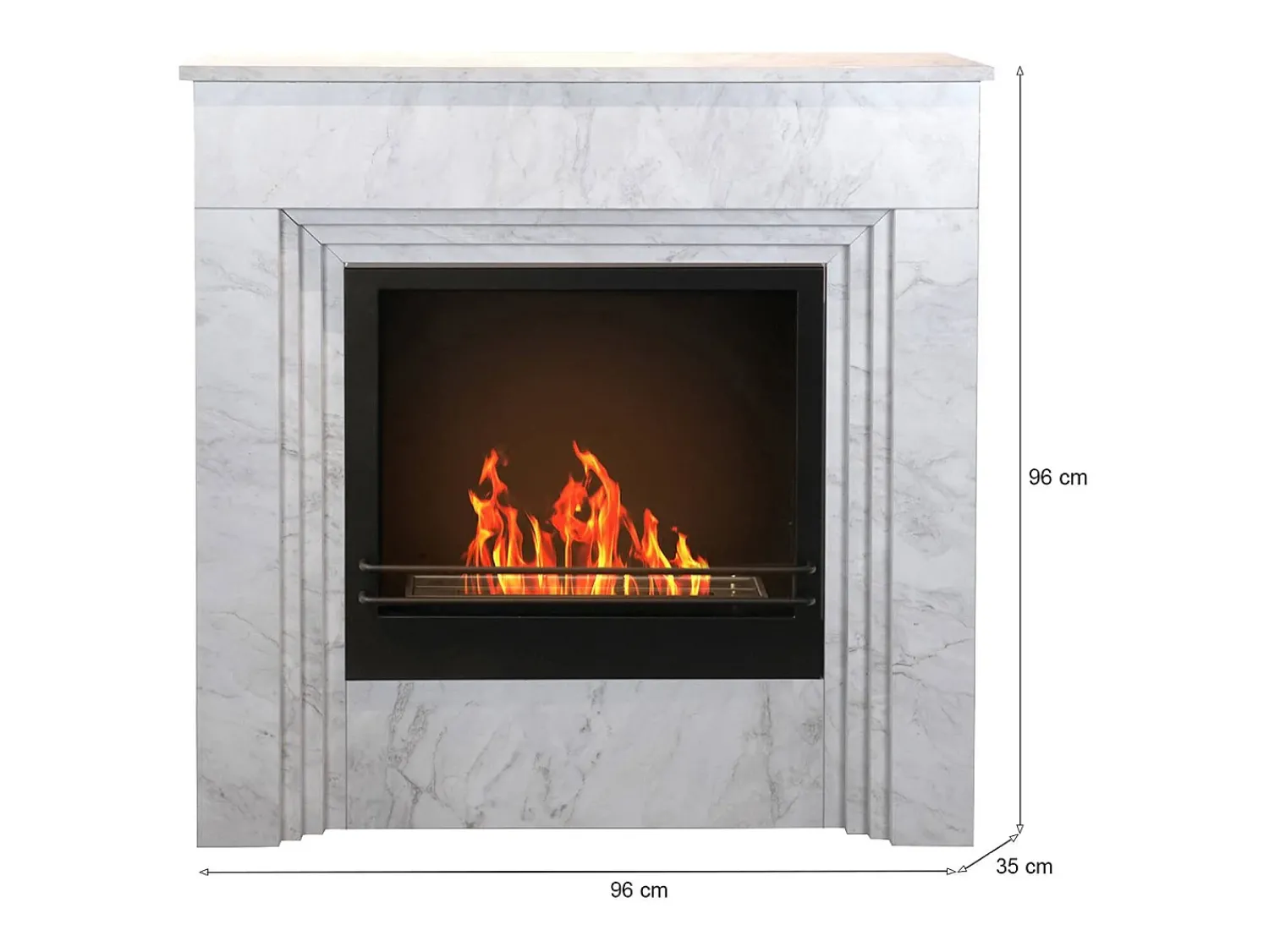 Clearance Dmora Lareira a bioetanol Kanlaon, Lareira ecológica, Lareira sem fumo, Aquecedor a etanol, Fabricado em Itália, 96x35 h96 cm, Branco Marfim