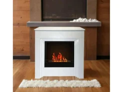 Lareira*Dmora Lareira a bioetanol Kanlaon, Lareira ecológica, Lareira sem fumo, Aquecedor a etanol, Fabricado em Itália, 96x35 h96 cm, Branco