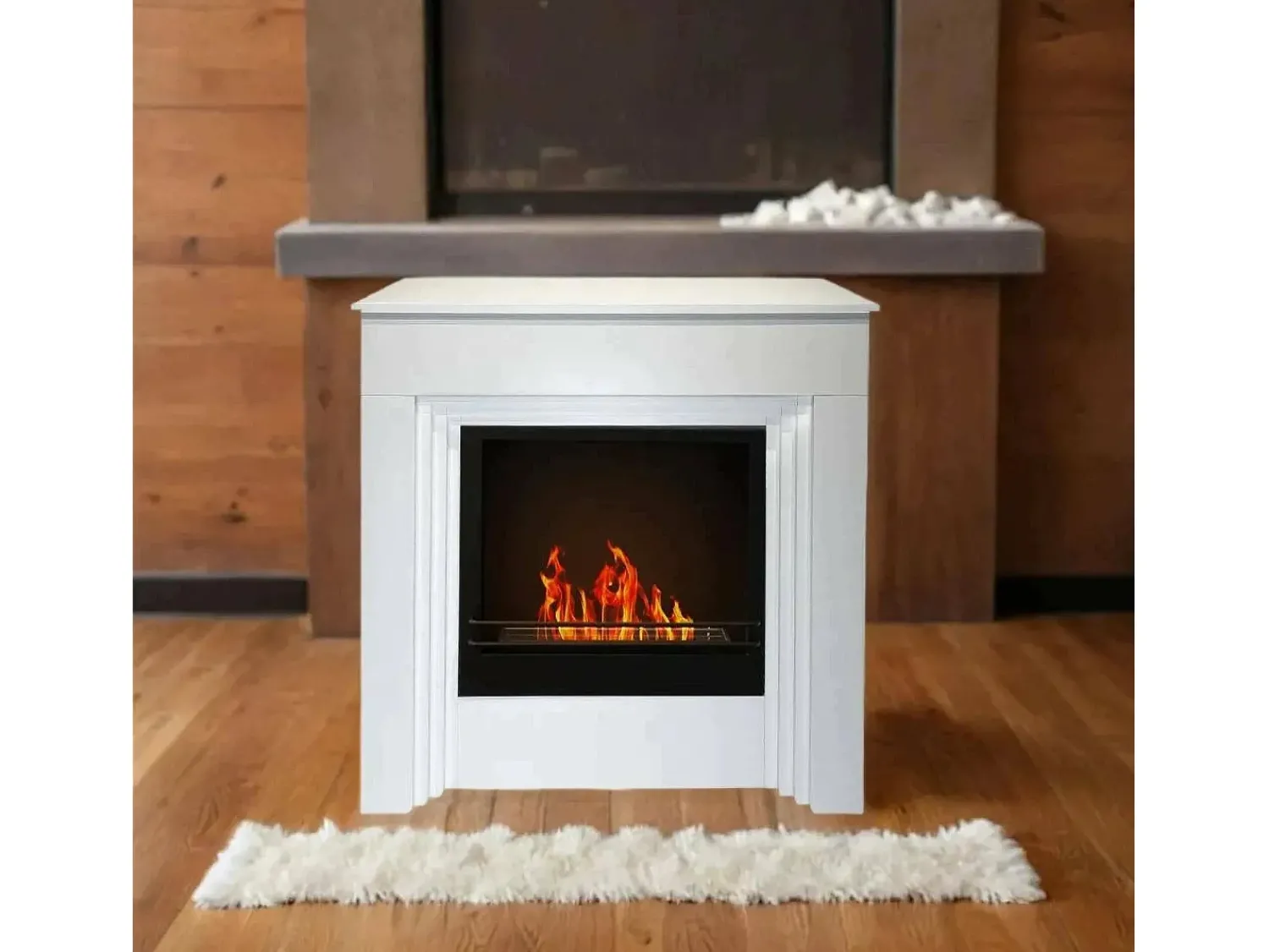 Lareira*Dmora Lareira a bioetanol Kanlaon, Lareira ecológica, Lareira sem fumo, Aquecedor a etanol, Fabricado em Itália, 96x35 h96 cm, Branco