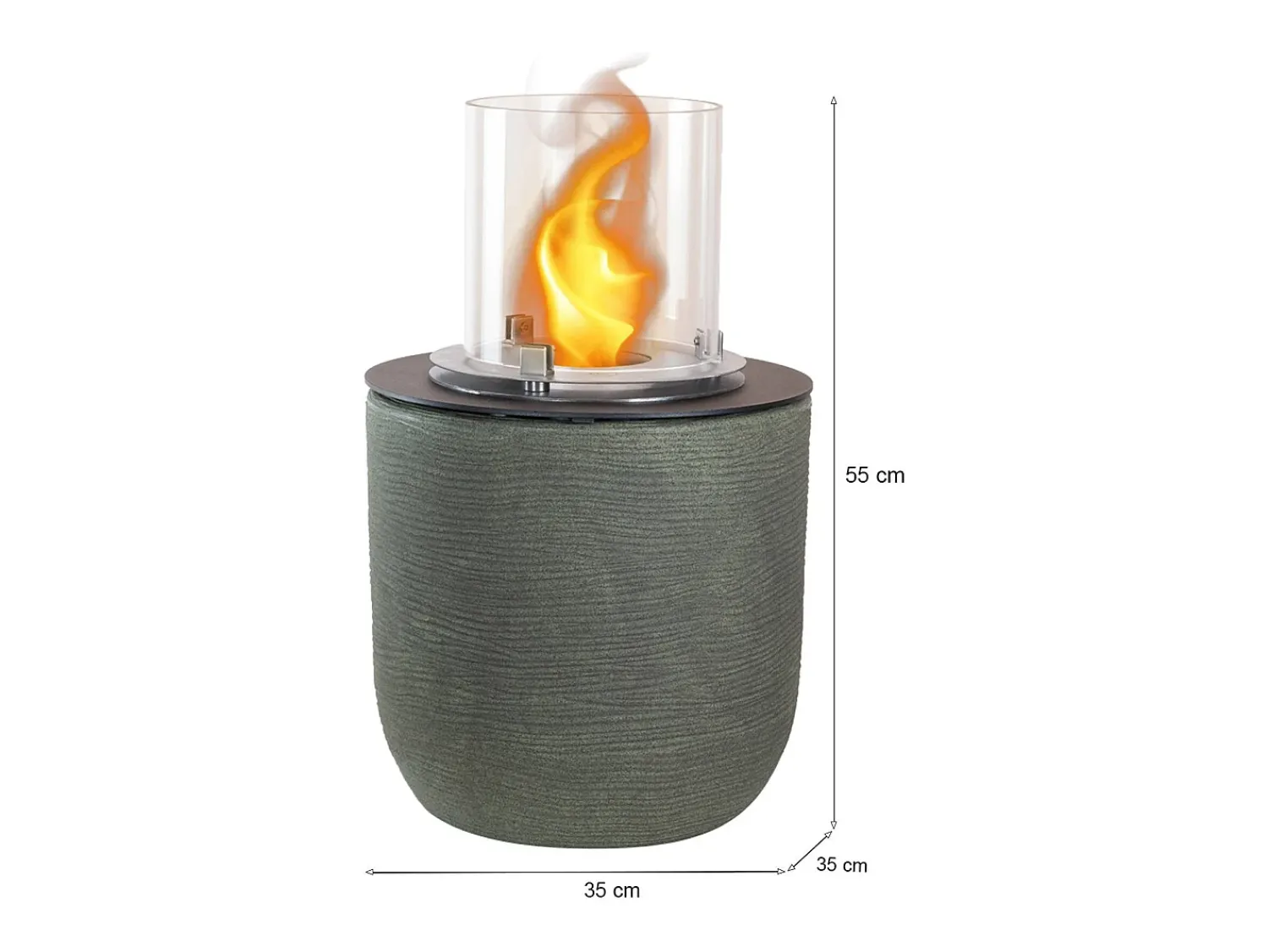 Lareira|Dmora Lareira a bioetanol Kilauea, Lareira ecológica, Lareira sem fumo, Aquecedor a etanol, Fabricado em Itália, 35x35 h55 cm, Verde