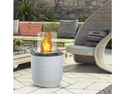 Lareira*Dmora Lareira a bioetanol Kilauea, Lareira ecológica, Lareira sem fumo, Aquecedor a etanol, Fabricado em Itália, 35x35 h55 cm, Branco