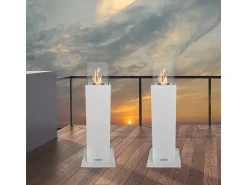 Lareira*Dmora Lareira a bioetanol Pinatubo, Lareira ecológica, Lareira sem fumo, Aquecedor a etanol, Fabricado em Itália, 20x20 h70 cm, Branco