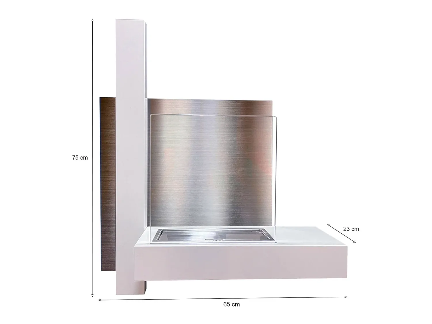 Lareira*Dmora Lareira a bioetanol Sabancaya, Lareira ecológica, Lareira sem fumo, Aquecedor a etanol, Fabricado em Itália, 65x23 h75 cm, Branco