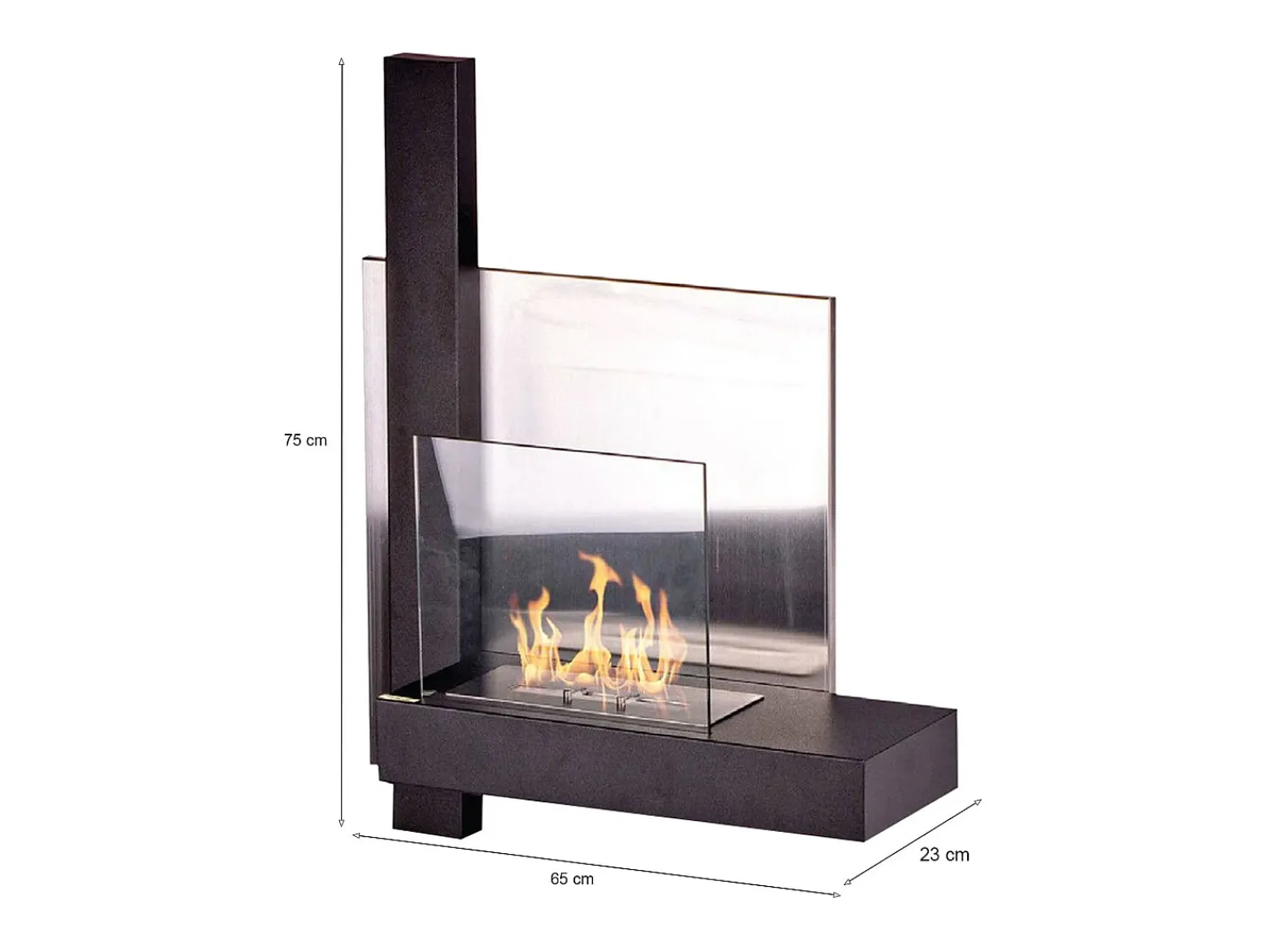 Hot Dmora Lareira a bioetanol Sabancaya, Lareira ecológica, Lareira sem fumo, Aquecedor a etanol, Fabricado em Itália, 65x23 h75 cm, Preto