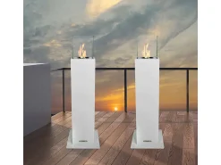 Clearance Dmora Lareira a bioetanol Seroth, Lareira ecológica, Lareira sem fumo, Aquecedor a etanol, Fabricado em Itália, 20x20 h110 cm, Branco