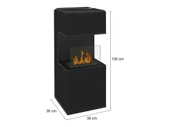 Lareira*Dmora Lareira a bioetanol Sinabung, Lareira ecológica, Lareira sem fumo, Aquecedor a etanol, Fabricado em Itália, 38x38 h100 cm, Preto