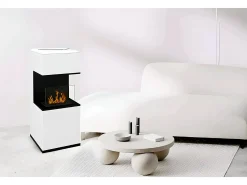 Sale Dmora Lareira a bioetanol Sinabung, Lareira ecológica, Lareira sem fumo, Aquecedor a etanol, Fabricado em Itália, 38x38 h100 cm, Preto e Branco