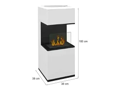 Sale Dmora Lareira a bioetanol Sinabung, Lareira ecológica, Lareira sem fumo, Aquecedor a etanol, Fabricado em Itália, 38x38 h100 cm, Preto e Branco