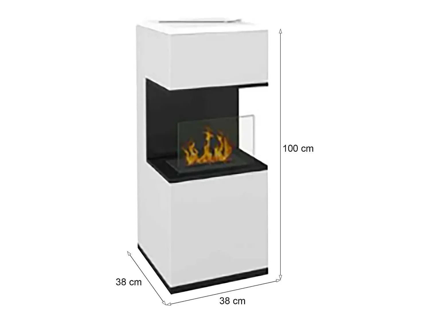 Sale Dmora Lareira a bioetanol Sinabung, Lareira ecológica, Lareira sem fumo, Aquecedor a etanol, Fabricado em Itália, 38x38 h100 cm, Preto e Branco
