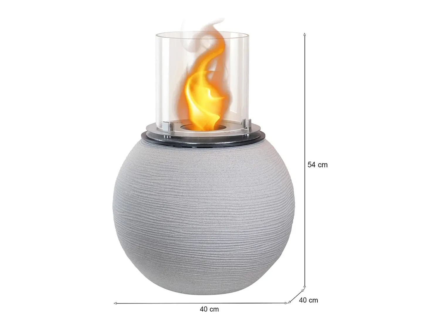 Lareira*Dmora Lareira a bioetanol Stromboli, Lareira ecológica, Lareira sem fumo, Aquecedor a etanol, Fabricado em Itália, 40x40 h54 cm, Cinza claro Cinzento claro
