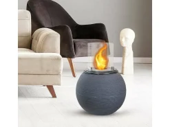 Lareira|Dmora Lareira a bioetanol Stromboli, Lareira ecológica, Lareira sem fumo, Aquecedor a etanol, Fabricado em Itália, 40x40 h54 cm, Cinza escuro Cinzento