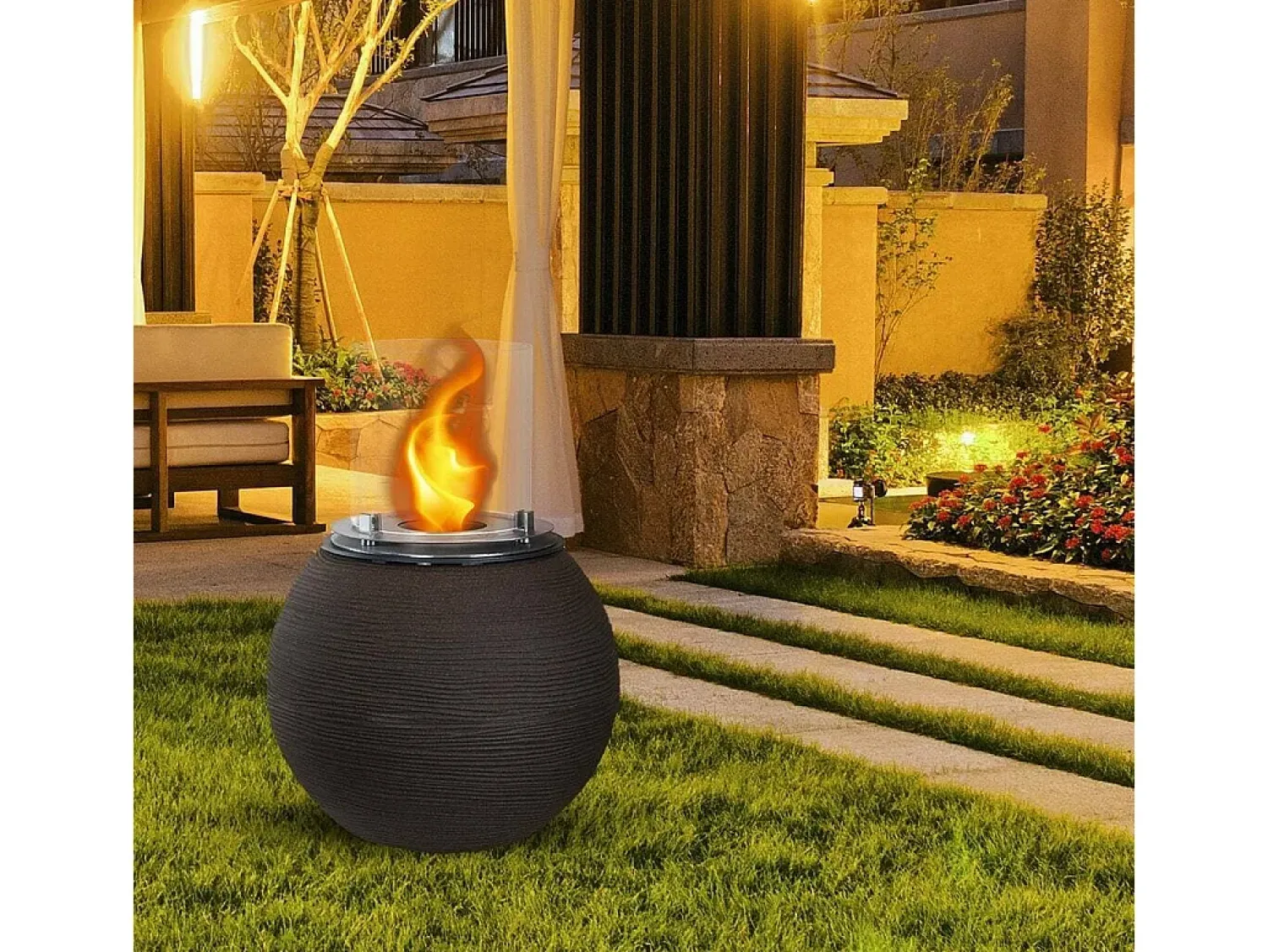 Best Dmora Lareira a bioetanol Stromboli, Lareira ecológica, Lareira sem fumo, Aquecedor a etanol, Fabricado em Itália, 40x40 h54 cm, Castanho