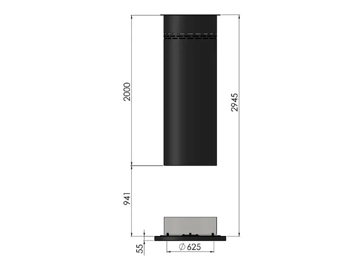 Best Lareira autônoma a bioetanol Inround - preta Lareira de chão com tubo de combustão D.95cm Preto