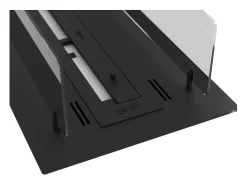 Lareira| Lareira Bioetanol Embutida ou Independente Insert Black 600 - Lareira Bioetanol Slim Black com Dois Painéis de Vidro, Tanque de 1L - 60cm Preto