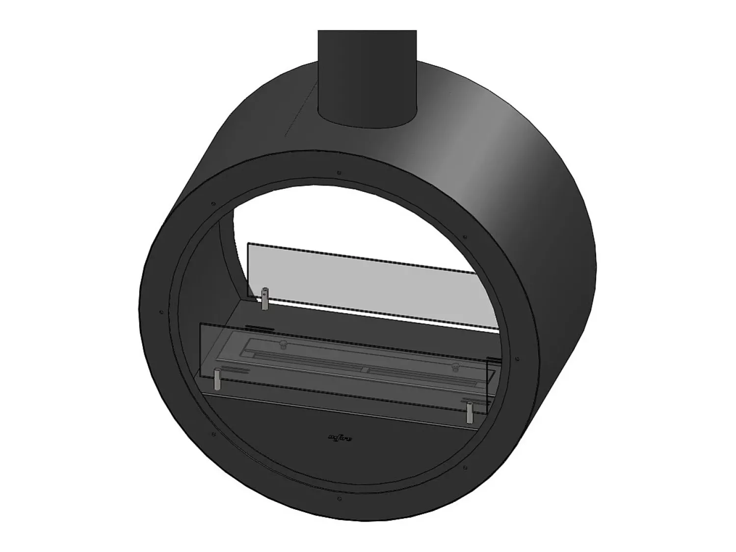 Lareira| Lareira bioetanol suspensa de teto Incyrcle Slim 2Side - Biolareira de design redondo com fachada dupla aberta d.70cm Preto