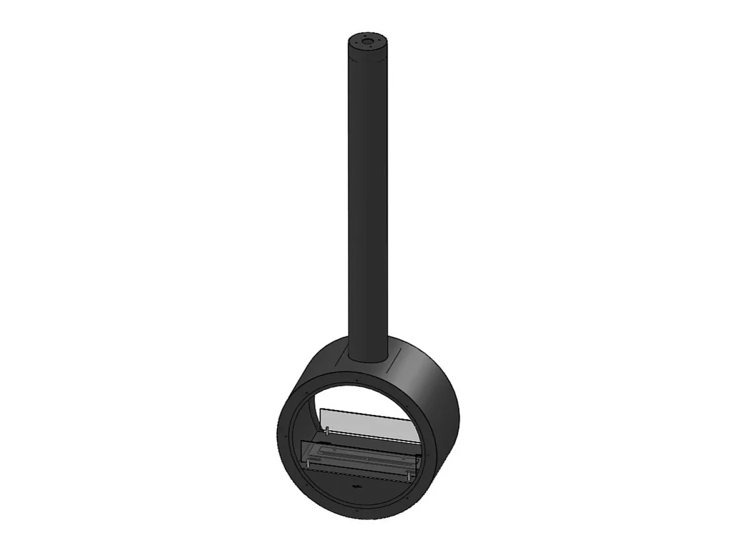 Lareira| Lareira bioetanol suspensa de teto Incyrcle Slim 2Side - Biolareira de design redondo com fachada dupla aberta d.70cm Preto