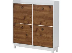 Móvel De Arrumação|Sapateira*Loft24 Lareira com 2 portas de aglomerado preto Branco