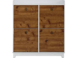Móvel De Arrumação|Sapateira*Loft24 Lareira com 2 portas de aglomerado preto Branco