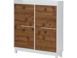 Móvel De Arrumação|Sapateira*Loft24 Lareira com 2 portas de aglomerado preto Branco