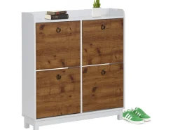Móvel De Arrumação|Sapateira*Loft24 Lareira com 2 portas de aglomerado preto Branco