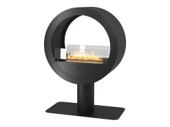 Lareira* Lareira de bancada a bioetanol Incyrcle Stand de 2 lados - Biolareira de design redondo com fachada dupla d.70cm Preto