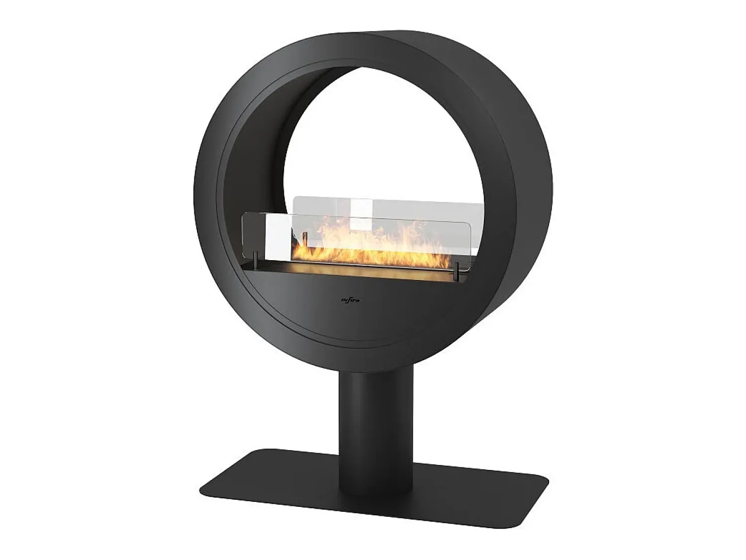 Lareira* Lareira de bancada a bioetanol Incyrcle Stand de 2 lados - Biolareira de design redondo com fachada dupla d.70cm Preto