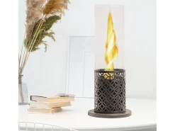 Discount Lareira de mesa TOLOSA Black Gold a bioetanol, dimensões D20 x A49,5, para uso interno e externo. Preto