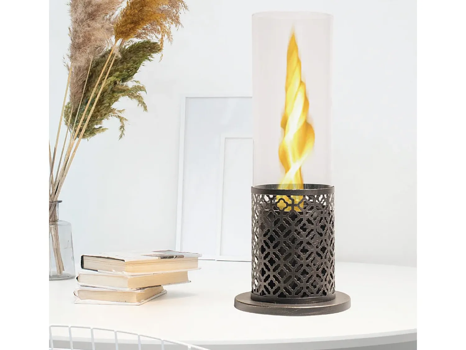 Discount Lareira de mesa TOLOSA Black Gold a bioetanol, dimensões D20 x A49,5, para uso interno e externo. Preto