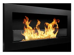 Lareira de parede ou embutida a bioetanol Livorno Nero L 90 x D 12 x H 40 com vidro^ Lareira